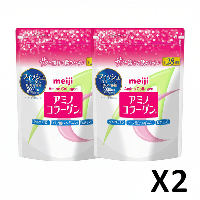 Meiji New Amino Collagen Powder Refill 196g Duo Pack Set 2