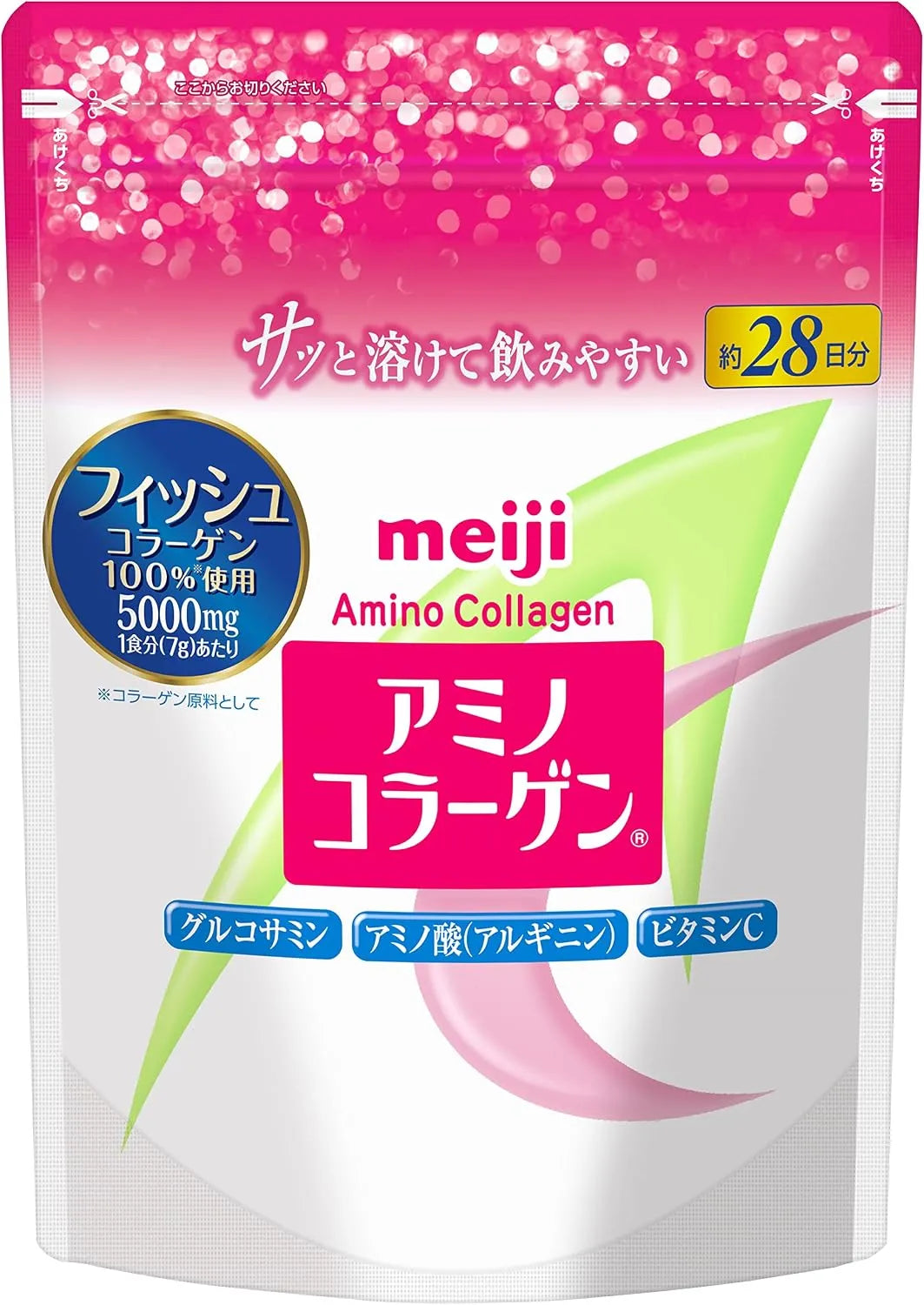 Meiji New Amino Collagen Powder Refill 196g 3-Count Bundle