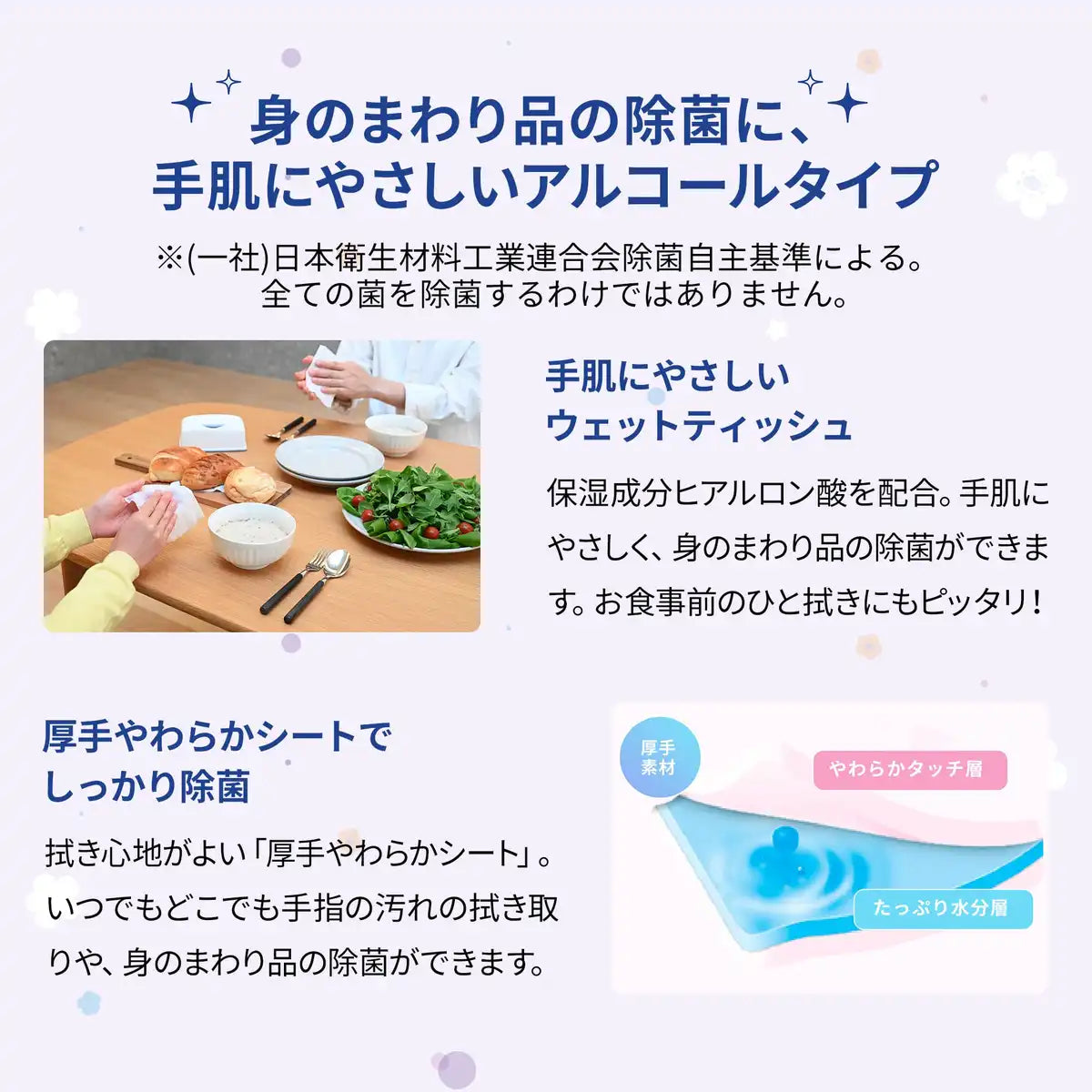 Silcot Wet Tissue Disinfecting Alcohol Type Hyaluronic Acid Blend Main Unit 40 Sheets