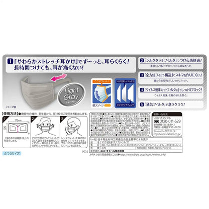 Uniti Super Comfortable Mask Light Gray Pleated Non-Woven Regular Size 30 Pieces