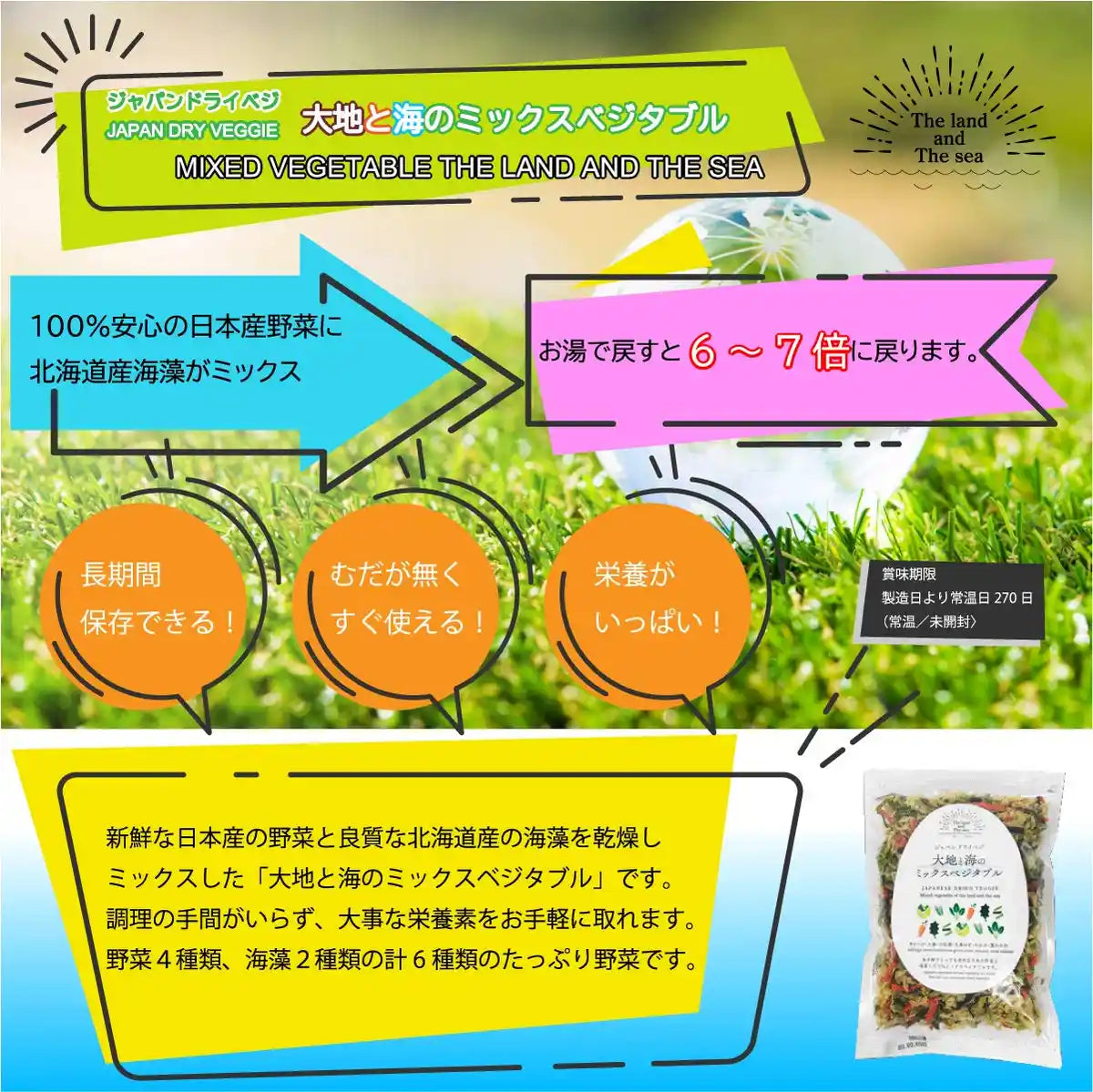 Daihoku Japanese Dried Vegetable and Wakame Seaweed Mix 100G Packet