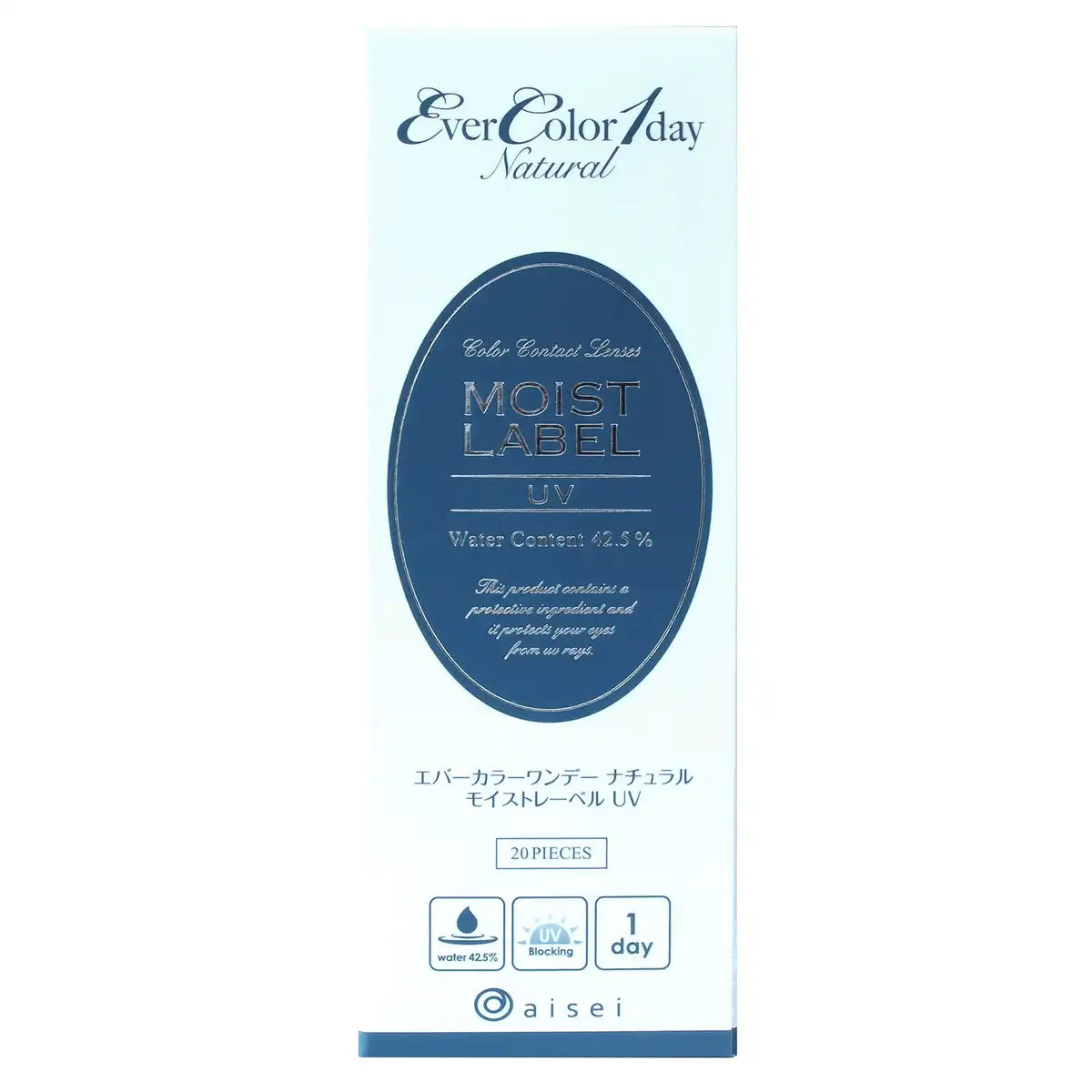Ever Color 1 Day Moist Label Uv Sheer Contact Lenses -0.75 20 Sheets - Made In Japan