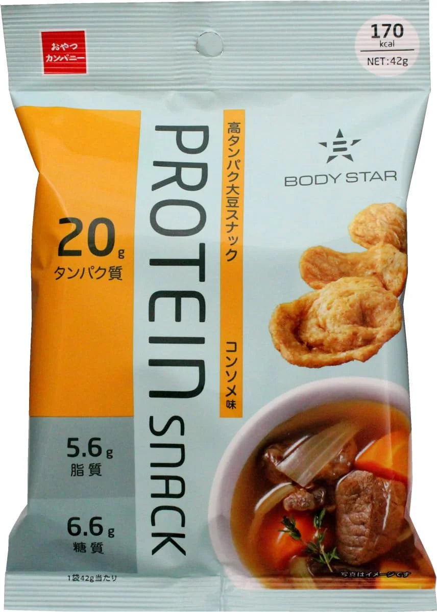 Oyatsu Company Body Star Soy Protein Snack Consomme Flavor 42g Pack of 3