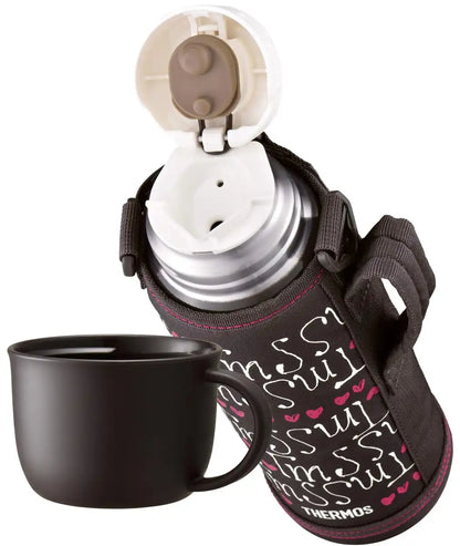 Thermos 1.0L Chocolate Heart Vacuum Insulated Water Bottle FHO-1001WF CH-H