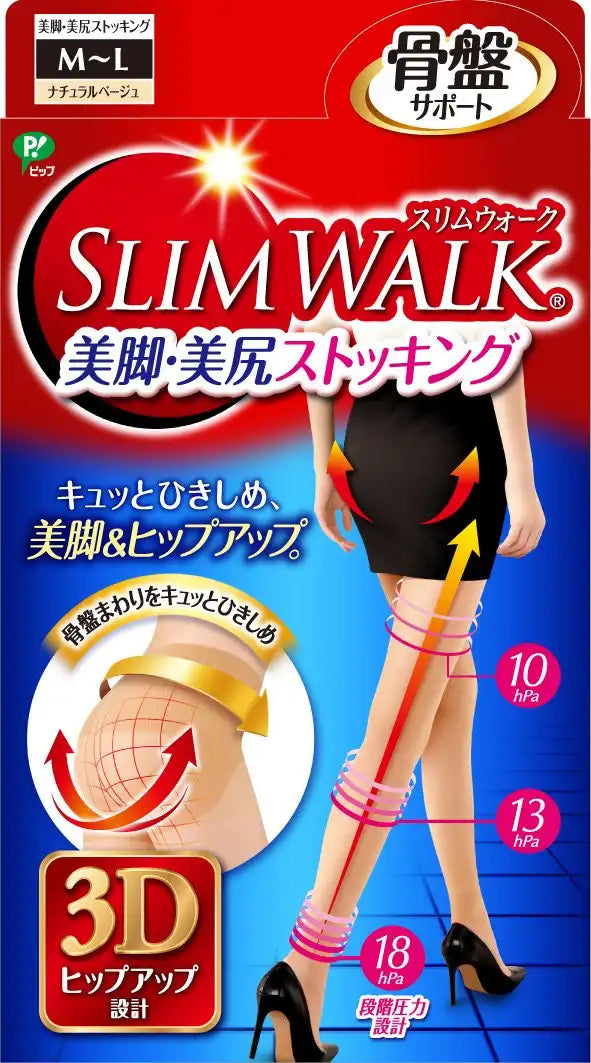 Slim Walk M-L Natural Beige Compression Stockings for Beautiful Legs and Buttocks