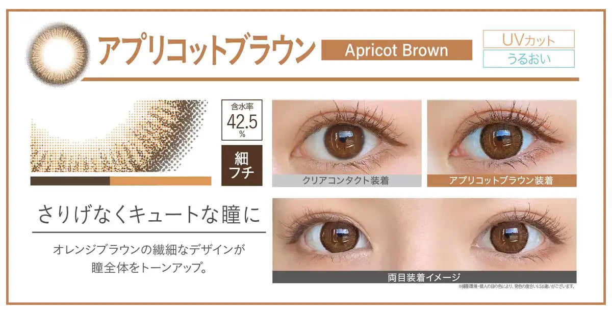 Ever Color 1Day Natural Color Contacts Prescription [Apricot Brown Pwr-1.50] Japan - 8 Boxes Of 20 Pieces
