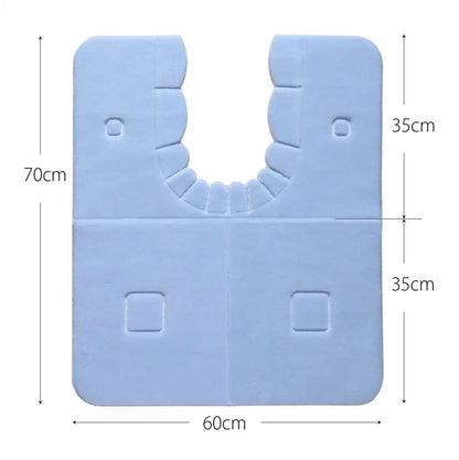 Sanko Mitsuba Japan No Slip Toilet Mat 60X70Cm Okunaga Fluffy Blue Kf-02 Adhesive
