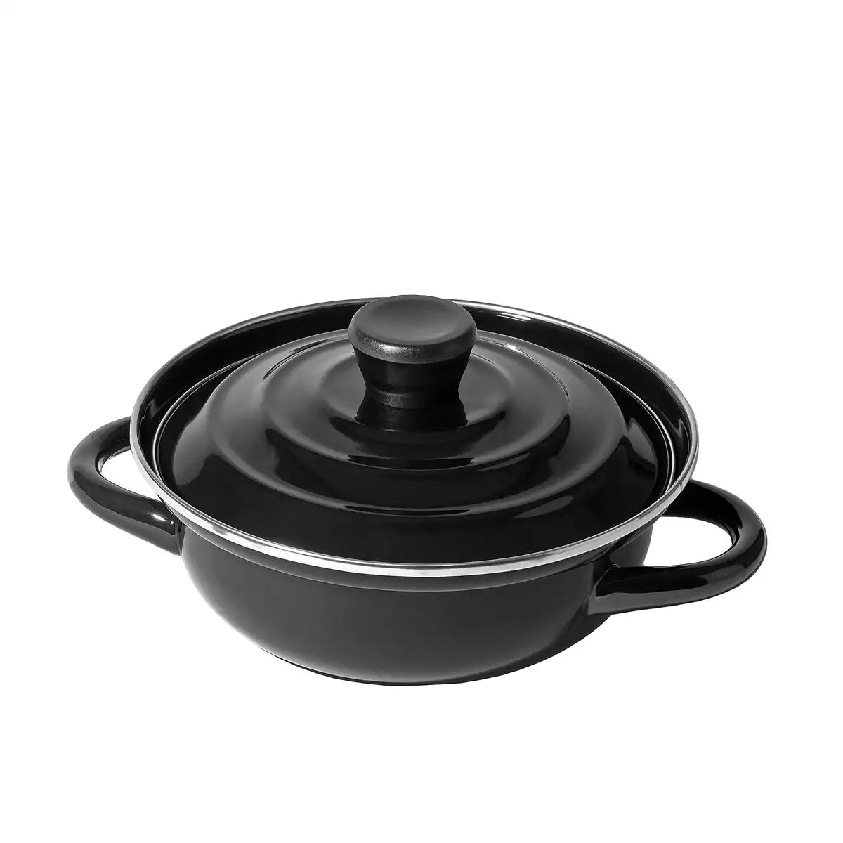 Pearl Metal Japan Kinzoku Enamel Single Tabletop Pot 16Cm Ih Compatible Limited Edition All Black Az-5059