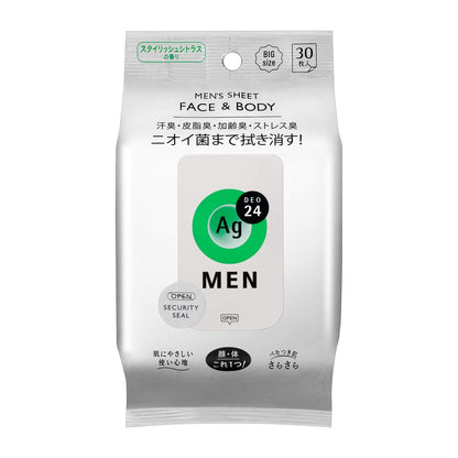 Ag Deo 24 Men's Face & Body Sheets Citrus Scent - 30 Count