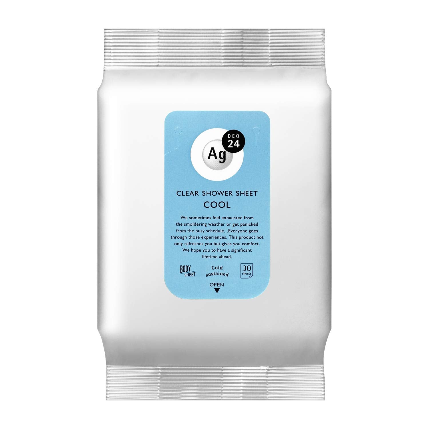 Ag Deo 24 Cool Clear Shower Sheet - 30 Refreshing Sheets for Lasting Freshness
