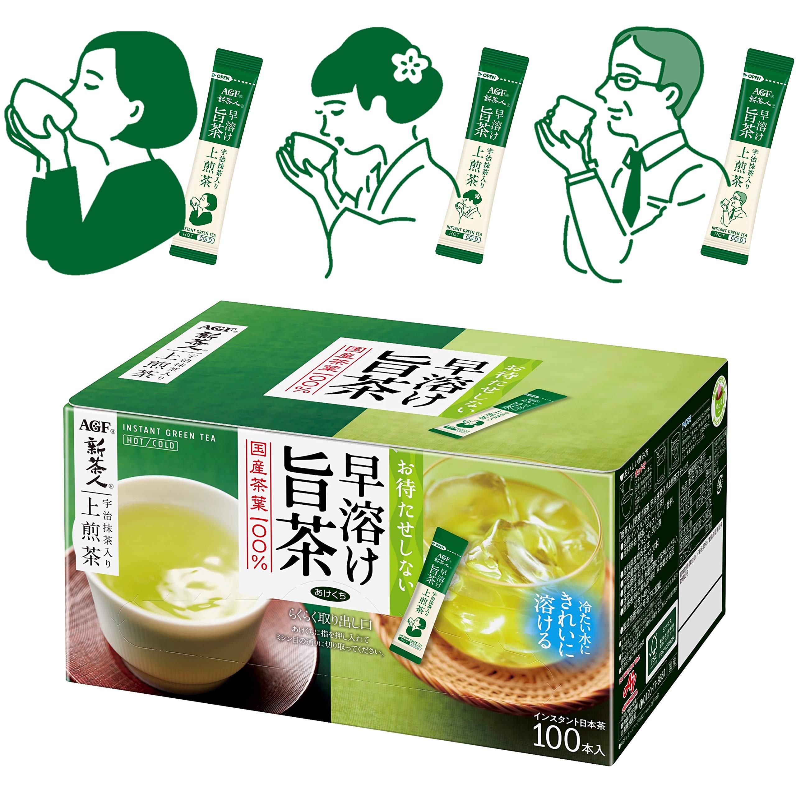 Agf Shin-Chajin Uji Matcha Sencha Green Tea Powder 100 Sticks