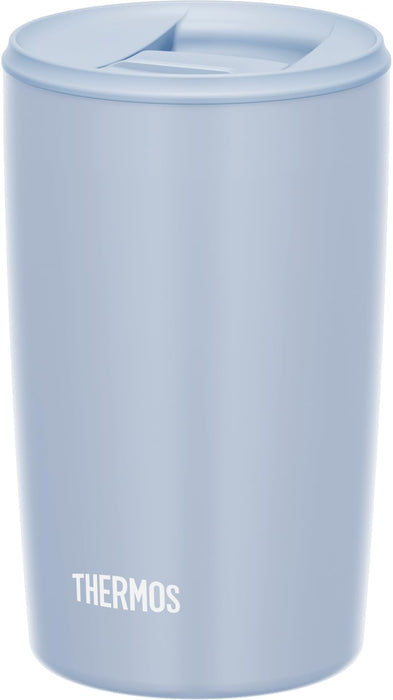 Thermos 灰蓝色真空隔热玻璃杯 400 毫升，带盖，可在洗碗机中清洗 - JDP-401 ASB