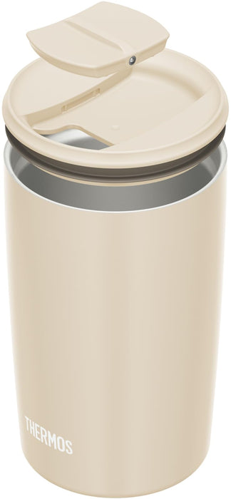 Thermos 米色真空隔熱 400 毫升帶蓋玻璃杯可用洗碗機清洗 - JDP-401 BE