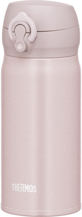 Thermos Beige Pink Stainless Steel Water Bottle Vacuum Insulated 0.35L Mug with Removable Spout Lightweight Keeps Hot/Cold JNL-355 BEP