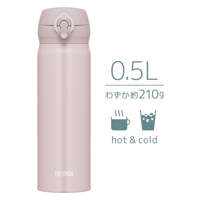 Thermos Vacuum Insulated Stainless Steel Water Bottle 0.5L Beige Pink Easy Clean JNL-505 BEP