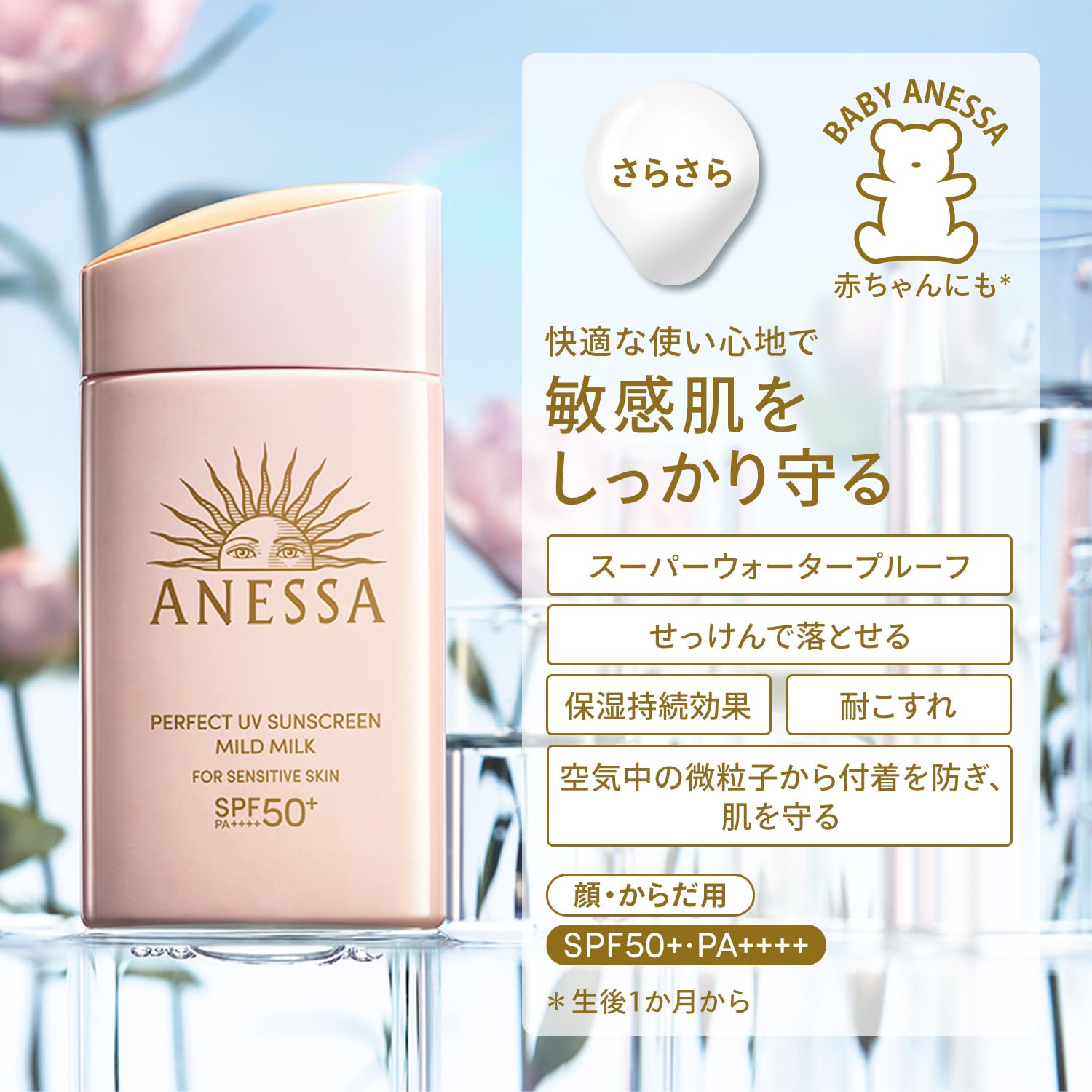 Anessa Perfect UV Mild Milk SPF50 PA++++ 60ml Sun Serum for Sensitive Skin