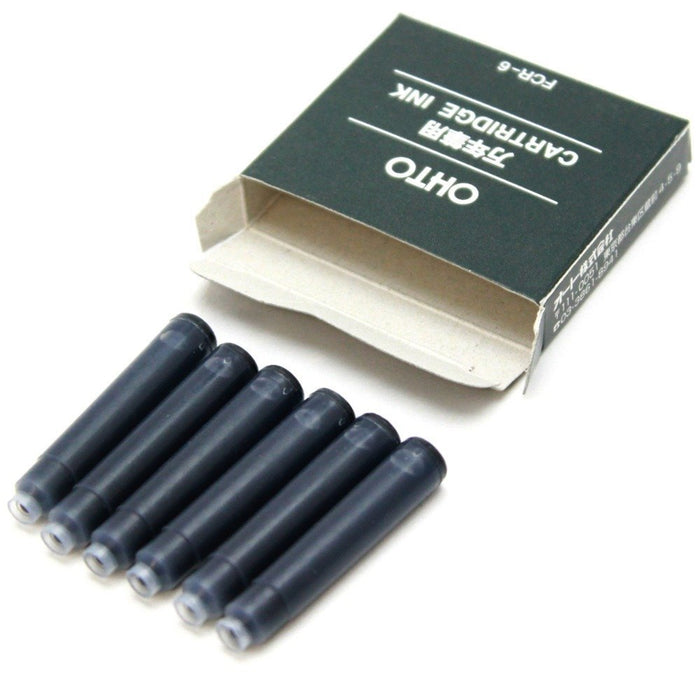 Ohto 黑色钢笔墨水盒（10 支装）- FCR-6