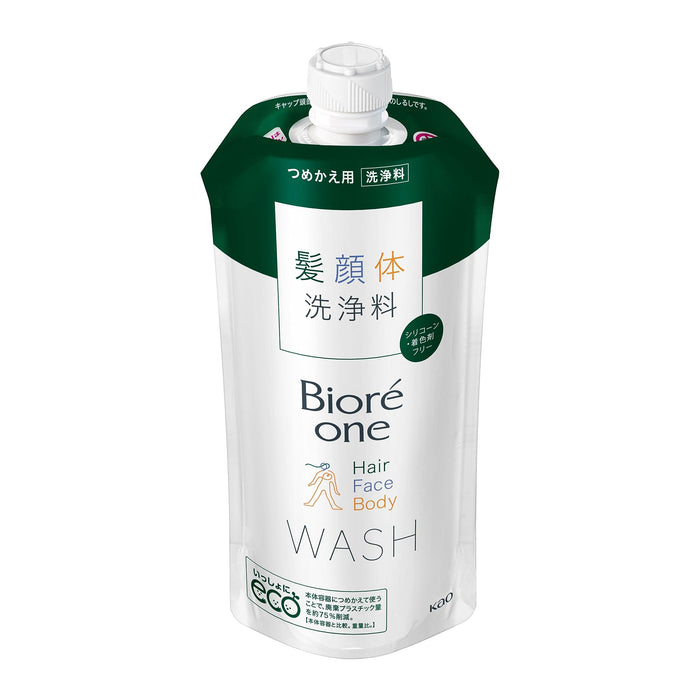 Biore One 3-in-1 Hair Face Body Wash Refill 340ml Comfort Savon