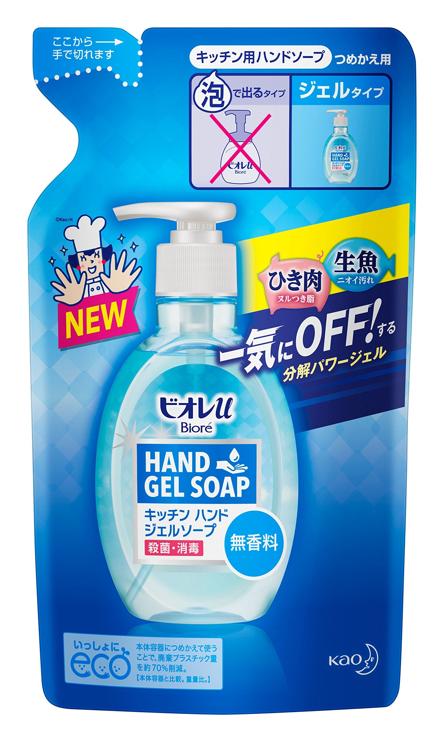Biore U Unscented Kitchen Hand Gel Soap Refill 500ml