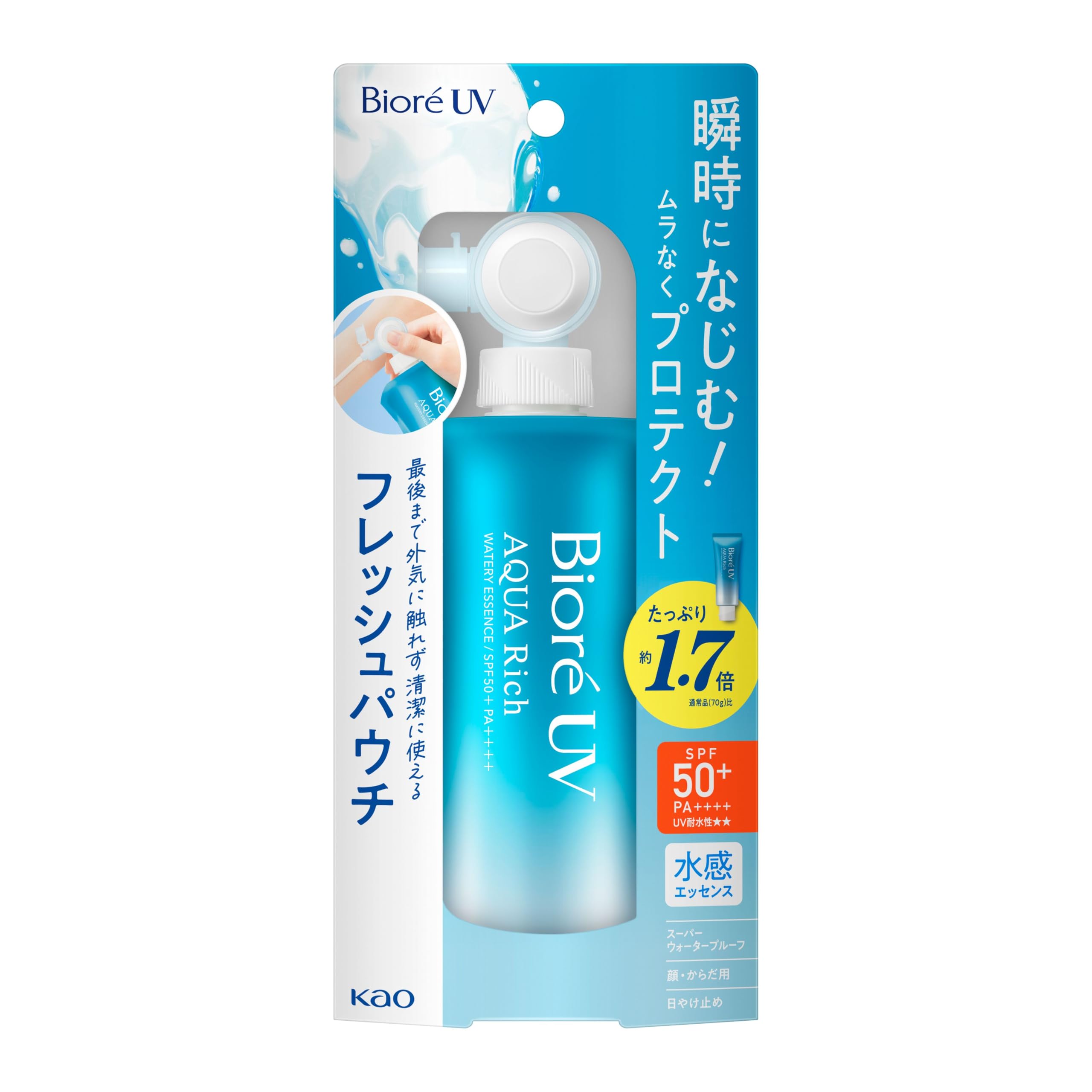 Biore UV Aqua Rich Watery Essence Fresh Pouch 120G SPF50 Sunscreen