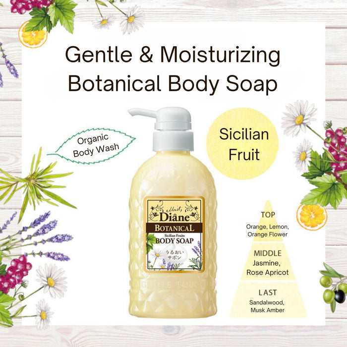 Diane Botanical Body Soap Sicilian Fruit Scent 500ml for Sensitive Skin Care