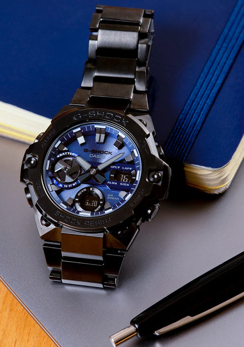 Casio G-Shock 灰色男式 G-Steel 手表，带智能手机链接碳芯防护结构 - Gst-B400Bd-1A2Jf