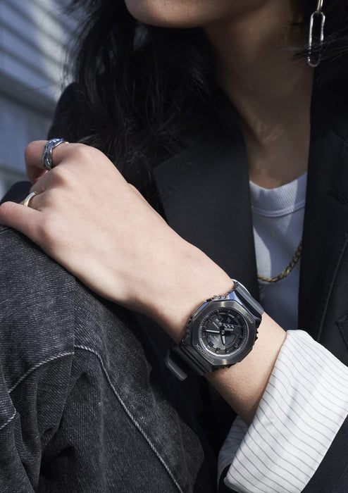 卡西歐G-Shock中型女士手錶GM-S2100B-8Ajf正品國貨灰色金屬蓋