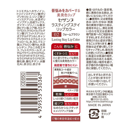 Cezanne Lasting Stay Lip Color 02 Warm Brown 4.0G for Long-Lasting Beauty