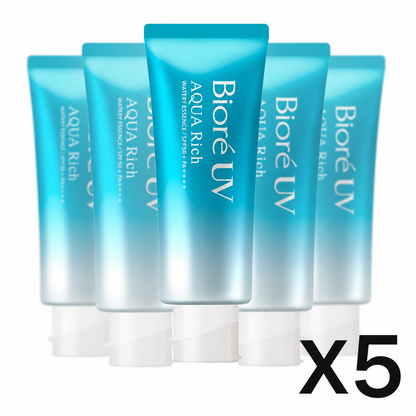 Biore Aqua Rich UV Essence SPF50 PA++++ 70g 5-Piece Bundle