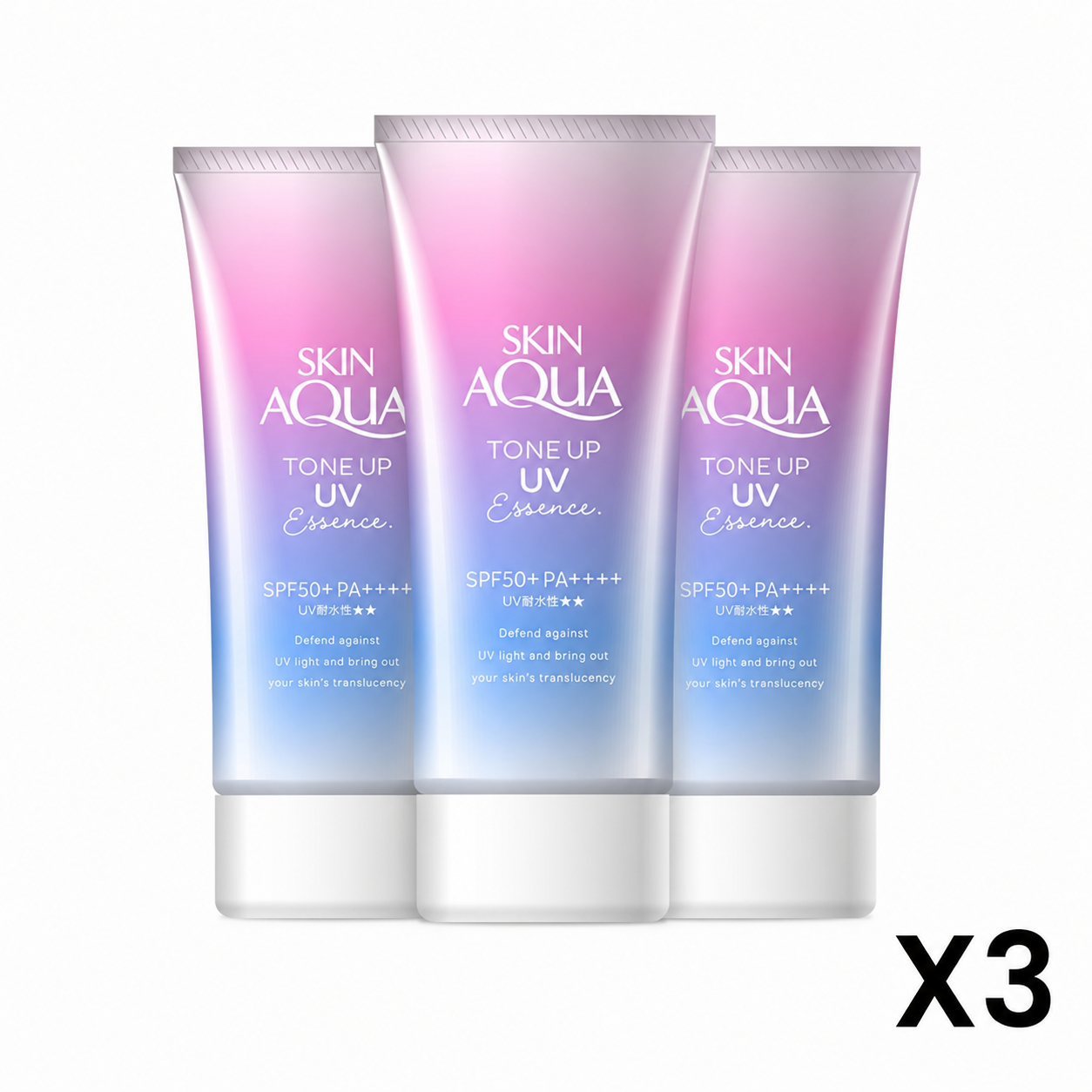 SKIN AQUA Transparency Tone-Up UV Essence SPF50+ Lavender 80g 3-Pack