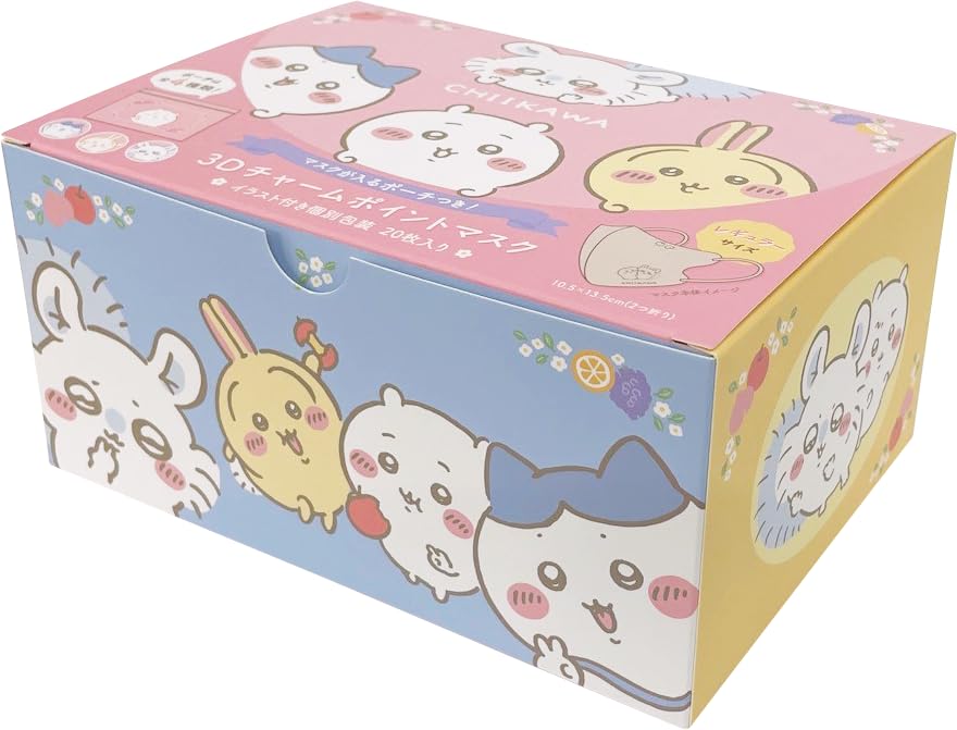ガラスのお靴 　CHIIKAWA 3Dマスク 個包装20枚入り計20点 Japanese Mask Chiikawa 3D Charm Point Fruit Mask 20-Count Box
