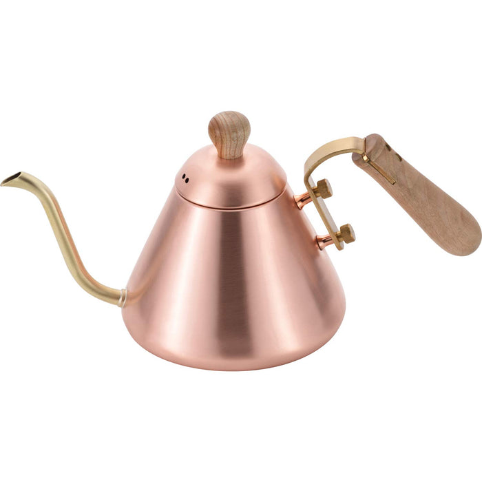 Chitose 0.9L Copper Gooseneck Kettle with Wooden Handle