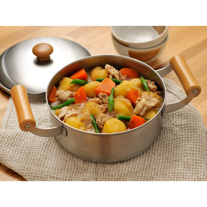 Chitose 2.8L Stylish Two-Handled Soup Pot with Lid IH Compatible