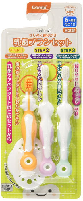 Combi Japan Teteo Baby Toothbrush Set Soft Bristles for 3-12 Months