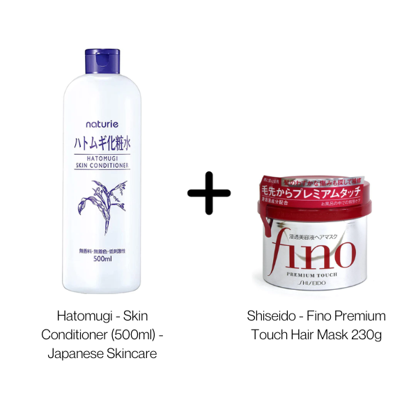[Haircare] Hatomugi Skin Conditioner (500ml) + Shiseido Fino Premium Touch Hair Mask (230g)