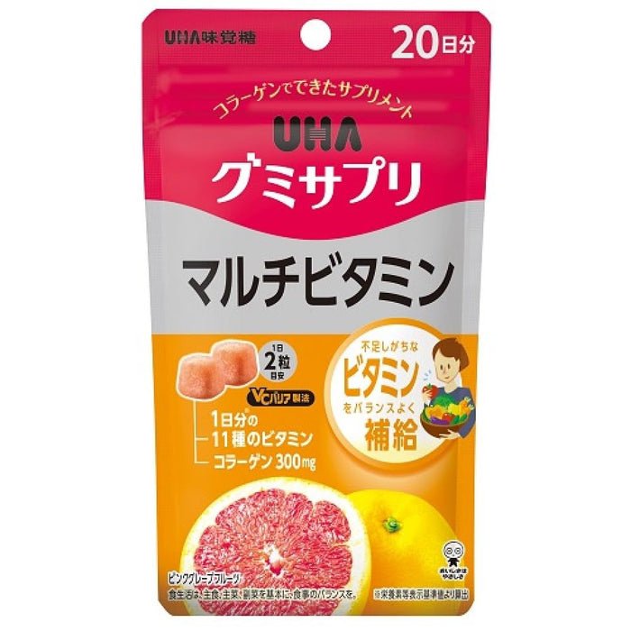 Uha Miku Candy Multivitamin Gummy Supplement 11 Vitamins 40 Tablets 20-Day Supply