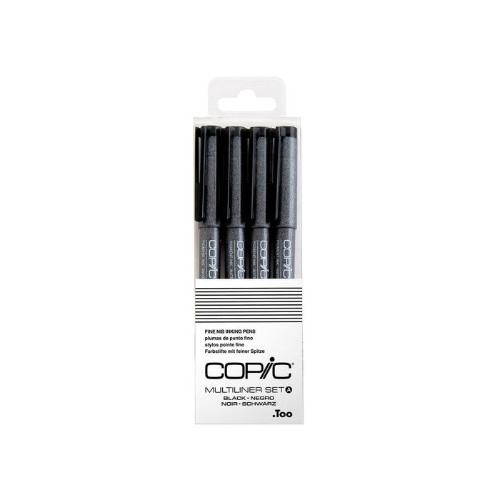 Copic Multiliner Black Marker Set - 4 Precision Drawing Pens