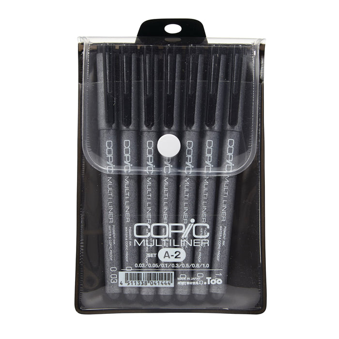 Copic Multiliner Marker Set Black 7 Pens for Professional Illustration