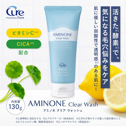 Cure Aminone Clear Wash: Enzyme Vitamin C Facial Cleanser 130g Pore Care