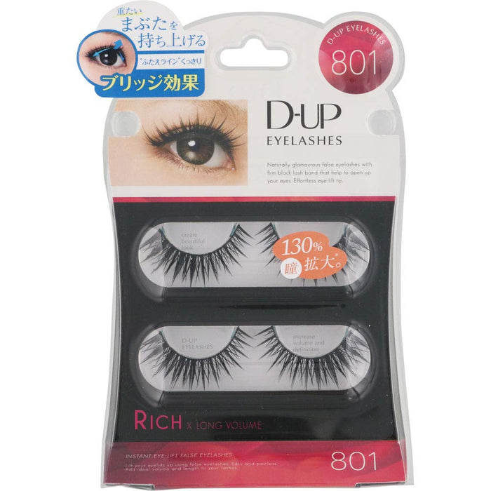 D-Up Eyelash Rich 801 False Eyelashes Black 2 Pairs - Long-Lasting Glam