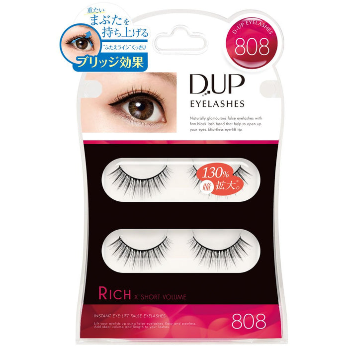 D-Up Eyelash Rich 808 Black False Eyelashes 2 Pairs Natural Look