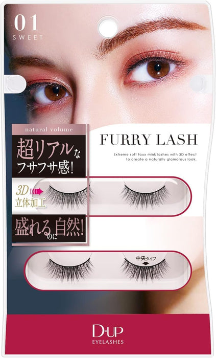 D-Up Furry Rush 01 Sweet Eyelashes 2 Pairs - Natural Look False Lashes