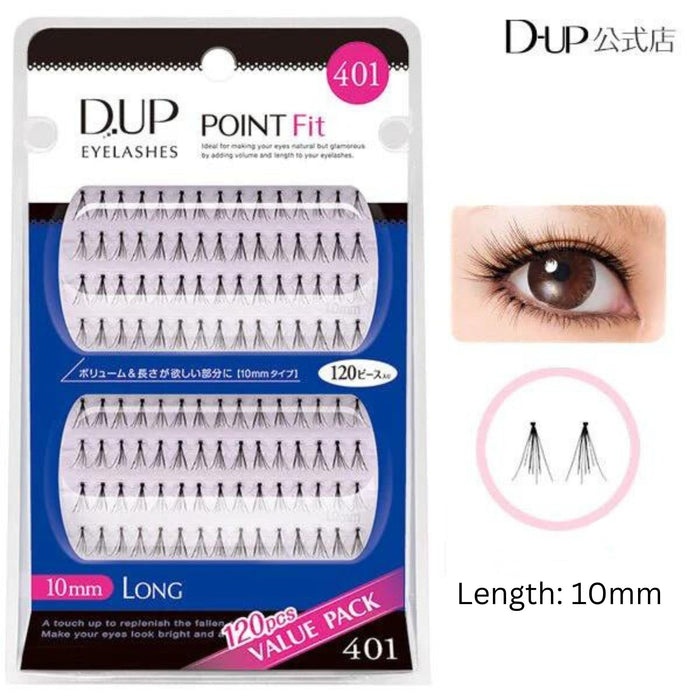 D-Up Point Fit 401 False Eyelashes Pack of 120 - Natural Look and Comfort
