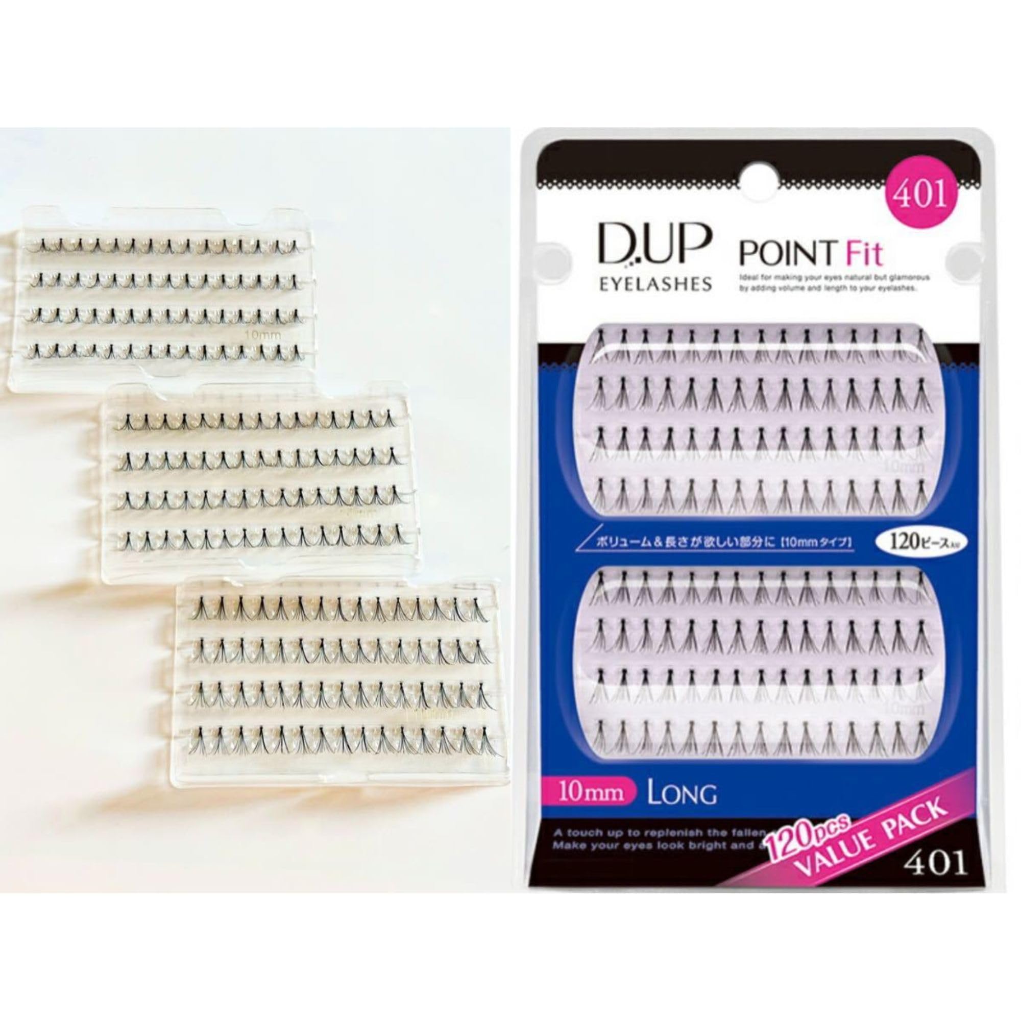 D-Up Point Fit 401 False Eyelashes Pack of 120 - Natural Look and Comfort