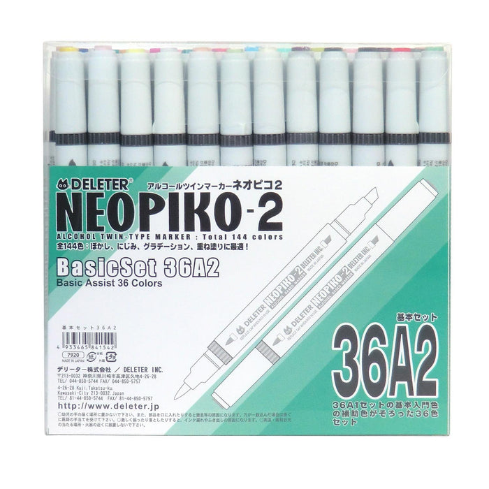 Deleter Neo Pico-2 Alcohol Markers Basic Set 36 Colors A2