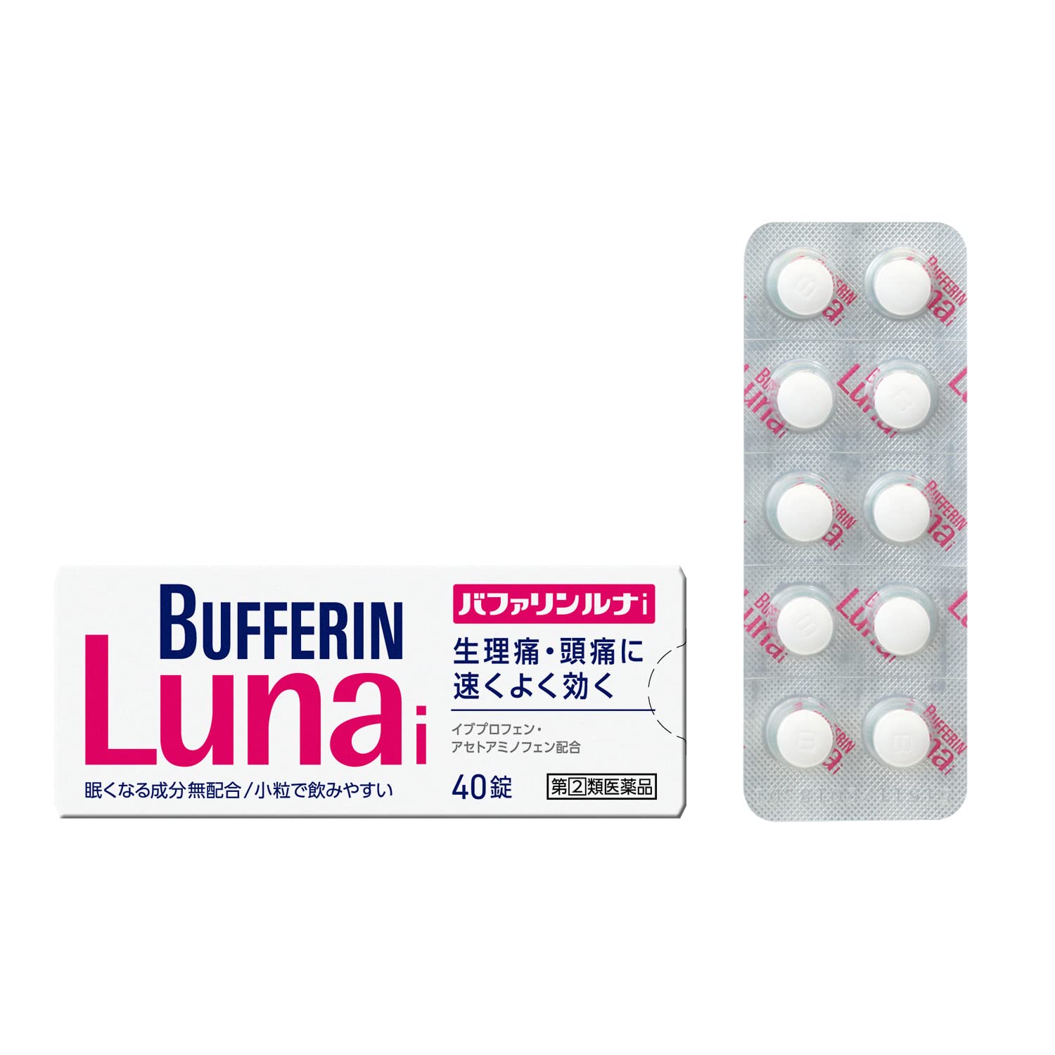 Lion Bufferin Luna I Pain Relief Tablets 40 Count - Fast-Acting Drug