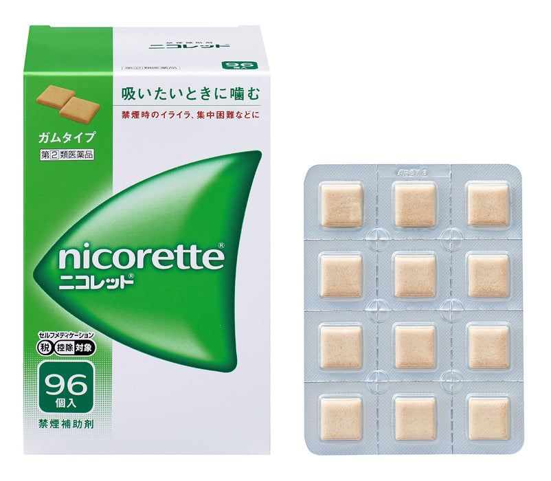 Alinamin Nicorette Nicotine Gum 96 Pieces Stop Smoking Aid
