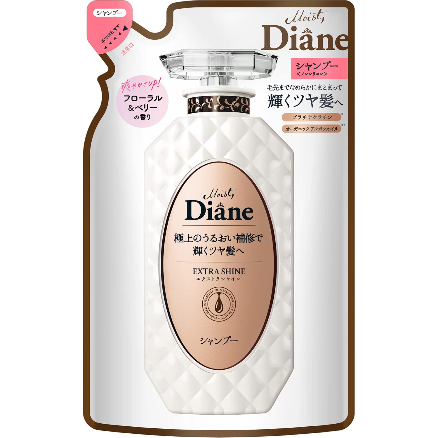 Diane Shiny Hair Shampoo Refill 330ml Floral Berry Scent Extra Shine