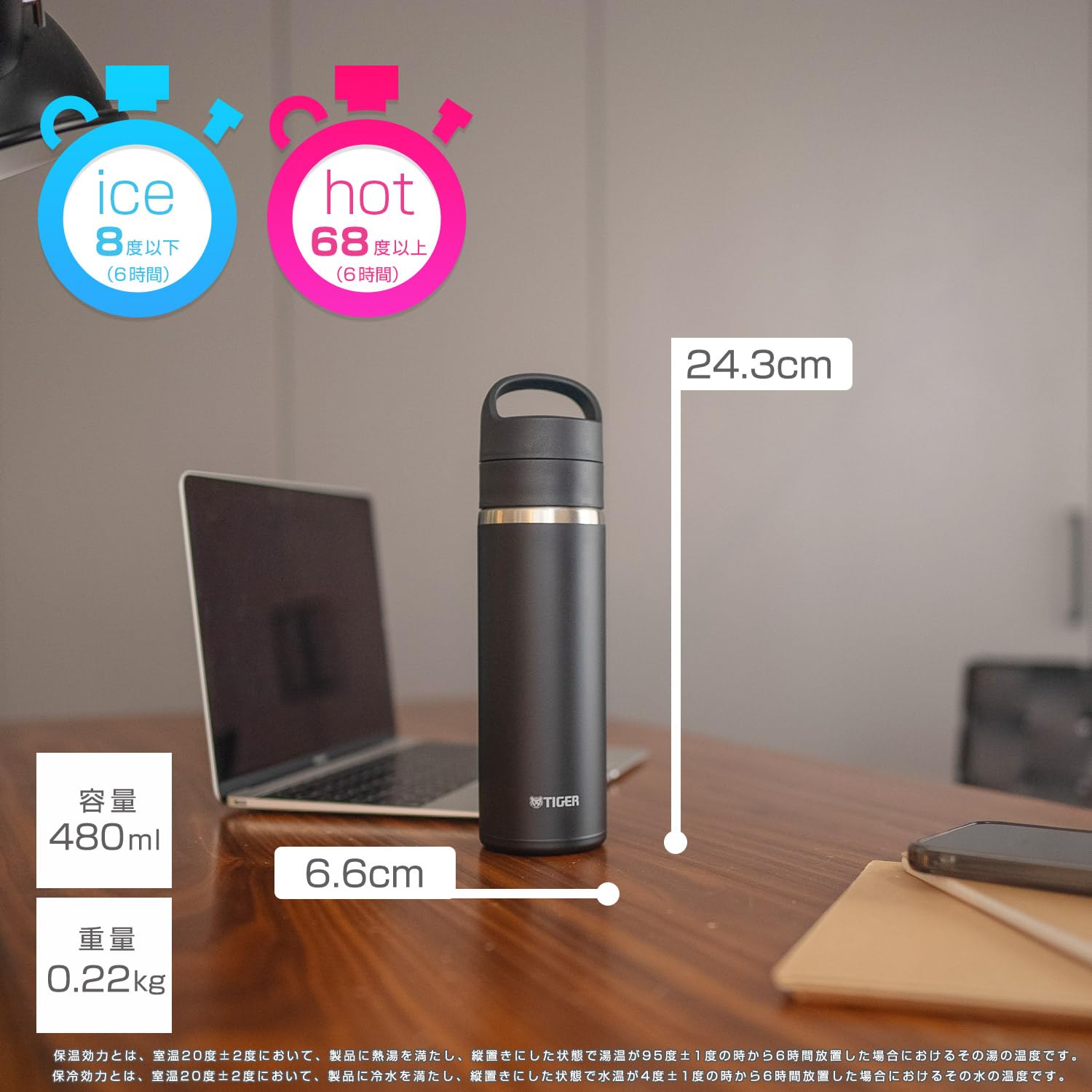 Tiger 480ml - Stainless Steel Heat/Cold Retention Carbonation-Friendly Dishwasher Safe