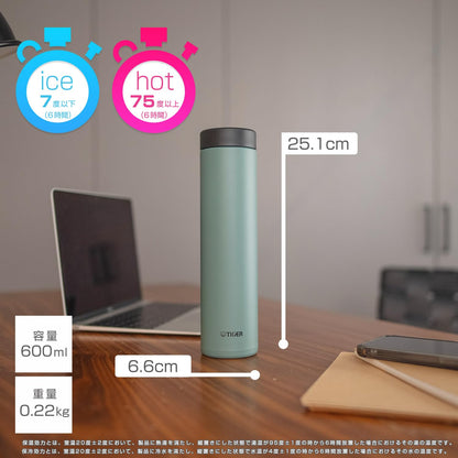 Tiger 600ml - Stainless Steel Hot/Cold Insulation Dishwasher Safe Sage Green